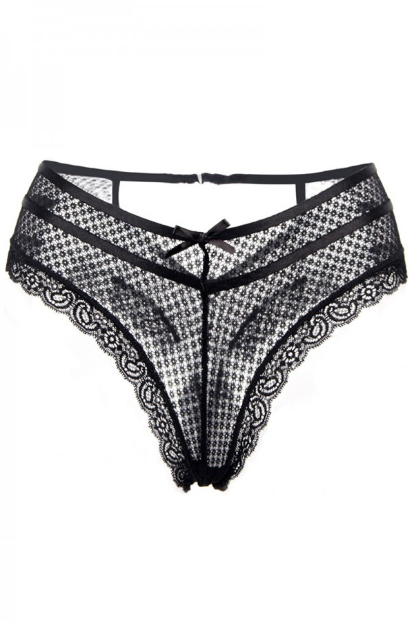Tanga noir dentelle - Paris Hollywood